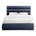 Adam Chenille Fabric Upholstered Queen Bed in Navy