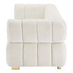 Gwen 91" Velvet Upholstered Sofa in Cream