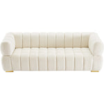 Gwen 91" Velvet Upholstered Sofa in Cream