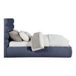 Adam Chenille Fabric Upholstered Queen Bed in Navy