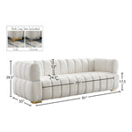 Gwen 91" Velvet Upholstered Sofa in Cream