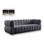 Gwen 91" Velvet Upholstered Sofa in Grey