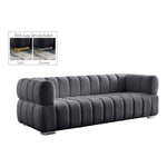 Gwen 91" Velvet Upholstered Sofa in Grey