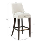 Beever Chenille Wood Upholstered Barstool in Cream