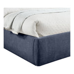 Adam Chenille Fabric Upholstered Queen Bed in Navy