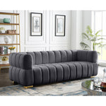 Gwen 91" Velvet Upholstered Sofa in Grey