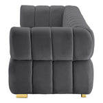 Gwen 91" Velvet Upholstered Sofa in Grey