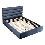 Adam Chenille Fabric Upholstered Queen Bed in Navy