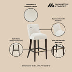 Beever Chenille Wood Upholstered Barstool in Cream