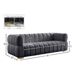 Gwen 91" Velvet Upholstered Sofa in Grey