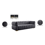 Gwen 91" Velvet Upholstered Sofa in Grey