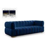 Gwen 91" Velvet Upholstered Sofa in Navy