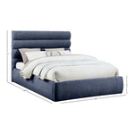 Adam Chenille Fabric Upholstered Queen Bed in Navy