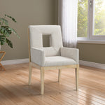 Gwendolyn Linen Textured Fabric Upholstered Dining Arm Chair in Cream