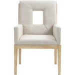 Gwendolyn Linen Textured Fabric Upholstered Dining Arm Chair in Cream