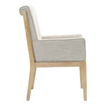 Gwendolyn Linen Textured Fabric Upholstered Dining Arm Chair in Cream