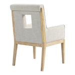 Gwendolyn Linen Textured Fabric Upholstered Dining Arm Chair in Cream