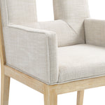 Gwendolyn Linen Textured Fabric Upholstered Dining Arm Chair in Cream