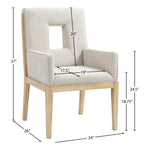 Gwendolyn Linen Textured Fabric Upholstered Dining Arm Chair in Cream