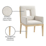 Gwendolyn Linen Textured Fabric Upholstered Dining Arm Chair in Cream