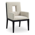 Gwendolyn Linen Textured Fabric Upholstered Dining Arm Chair in Cream