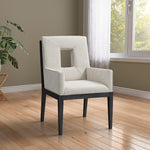 Gwendolyn Linen Textured Fabric Upholstered Dining Arm Chair in Cream