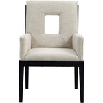 Gwendolyn Linen Textured Fabric Upholstered Dining Arm Chair in Cream