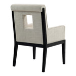 Gwendolyn Linen Textured Fabric Upholstered Dining Arm Chair in Cream