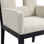 Gwendolyn Linen Textured Fabric Upholstered Dining Arm Chair in Cream