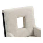 Gwendolyn Linen Textured Fabric Upholstered Dining Arm Chair in Cream