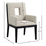 Gwendolyn Linen Textured Fabric Upholstered Dining Arm Chair in Cream