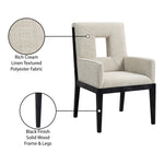 Gwendolyn Linen Textured Fabric Upholstered Dining Arm Chair in Cream