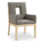 Gwendolyn Linen Textured Fabric Upholstered Dining Arm Chair in Grey