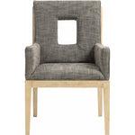 Gwendolyn Linen Textured Fabric Upholstered Dining Arm Chair in Grey