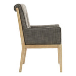 Gwendolyn Linen Textured Fabric Upholstered Dining Arm Chair in Grey