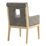 Gwendolyn Linen Textured Fabric Upholstered Dining Arm Chair in Grey
