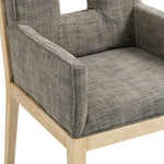 Gwendolyn Linen Textured Fabric Upholstered Dining Arm Chair in Grey