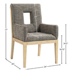 Gwendolyn Linen Textured Fabric Upholstered Dining Arm Chair in Grey