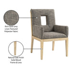 Gwendolyn Linen Textured Fabric Upholstered Dining Arm Chair in Grey