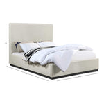 Alfie Linen Textured Fabric Upholstered King Bed in Beige