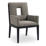 Gwendolyn Linen Textured Fabric Upholstered Dining Arm Chair in Grey