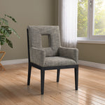 Gwendolyn Linen Textured Fabric Upholstered Dining Arm Chair in Grey