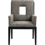 Gwendolyn Linen Textured Fabric Upholstered Dining Arm Chair in Grey