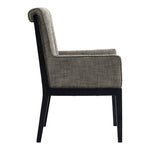 Gwendolyn Linen Textured Fabric Upholstered Dining Arm Chair in Grey