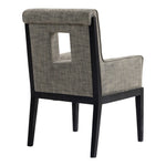 Gwendolyn Linen Textured Fabric Upholstered Dining Arm Chair in Grey