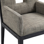 Gwendolyn Linen Textured Fabric Upholstered Dining Arm Chair in Grey