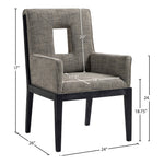 Gwendolyn Linen Textured Fabric Upholstered Dining Arm Chair in Grey