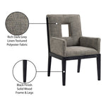 Gwendolyn Linen Textured Fabric Upholstered Dining Arm Chair in Grey