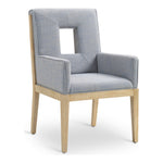 Gwendolyn Linen Textured Fabric Upholstered Dining Arm Chair in Light Blue