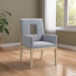 Gwendolyn Linen Textured Fabric Upholstered Dining Arm Chair in Light Blue
